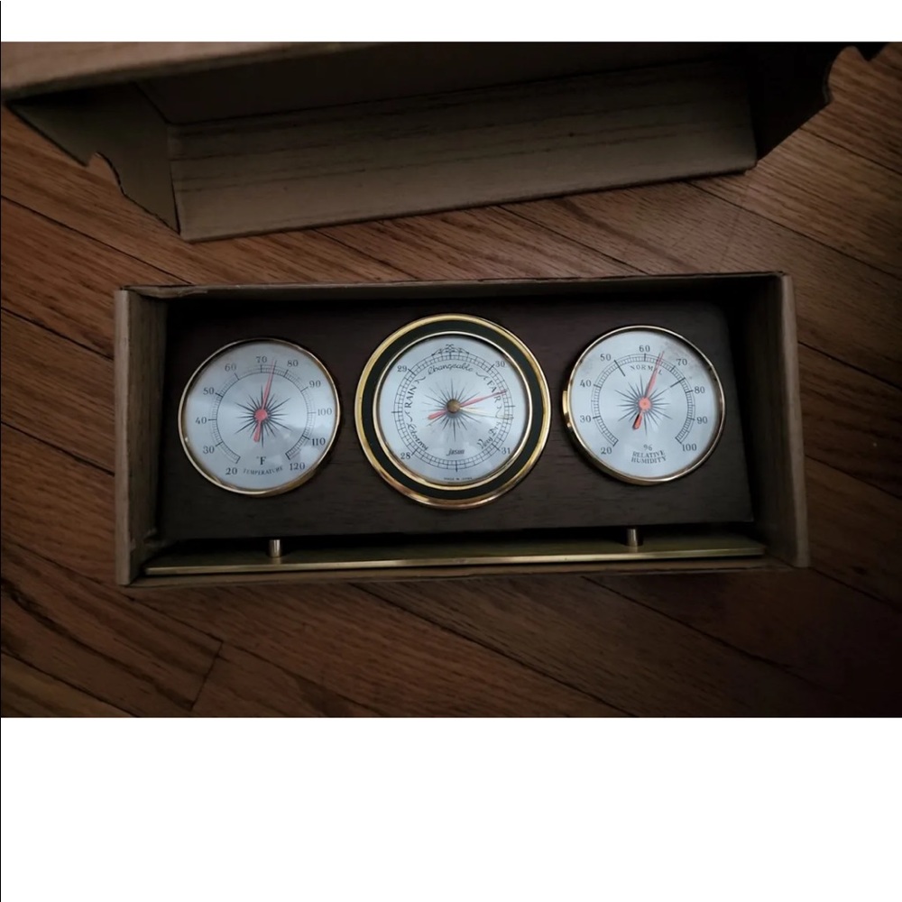 Vintage Jason Three Dial Desk Weather Station. In box brand new